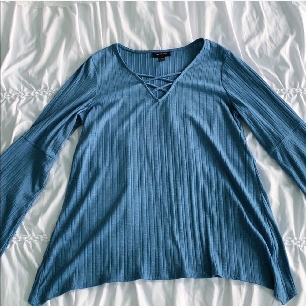 AB Studio Blue Long Bell Sleeve